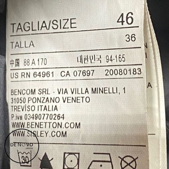 Stile Benetton Men's Quilted Detachable Hood Neckwarmer Parka Jacket 46 Black - Picture 3 of 9